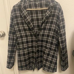 Black and white plaid blazer
